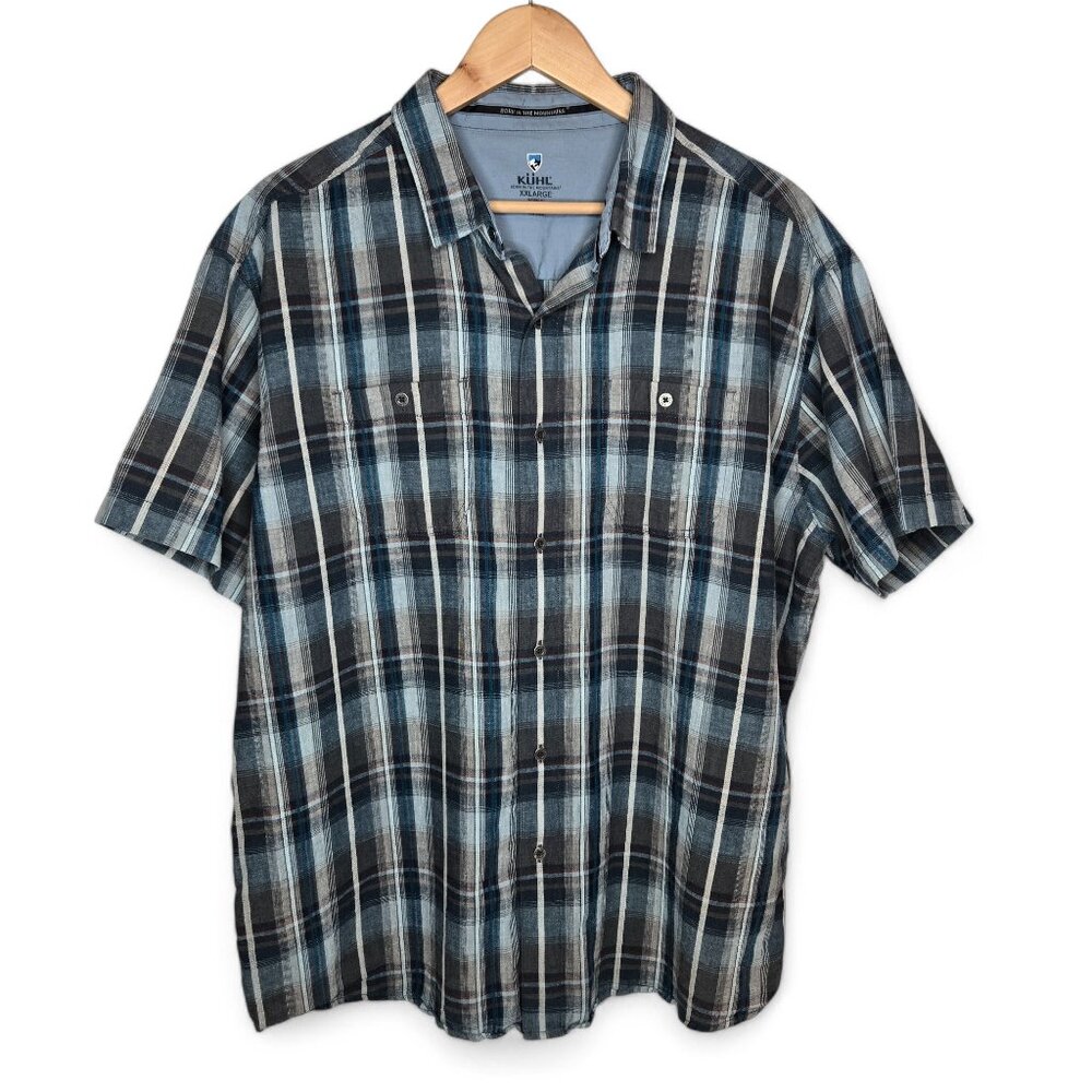 Kuhl Skorpio‎ Plaid Shirt Men's Jacquard Knit Preppy Outdoors Country Hiking XXL